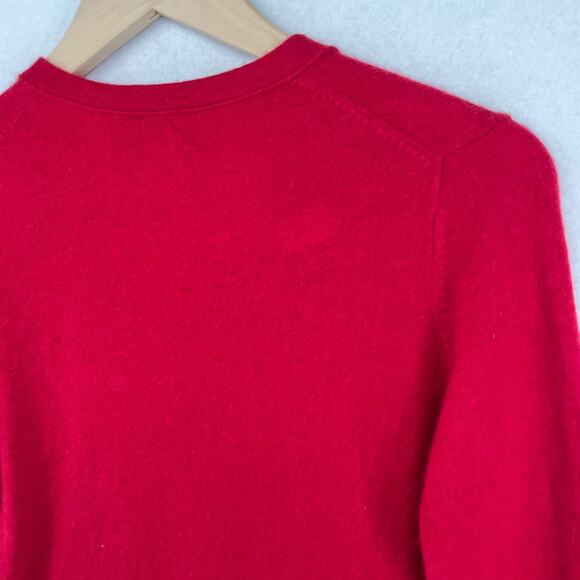 FENN WRIGHT MANSON Sweater M 100% 2 Ply Cashmere V-Neck Rolled Pullover Red - Picture 9 of 14